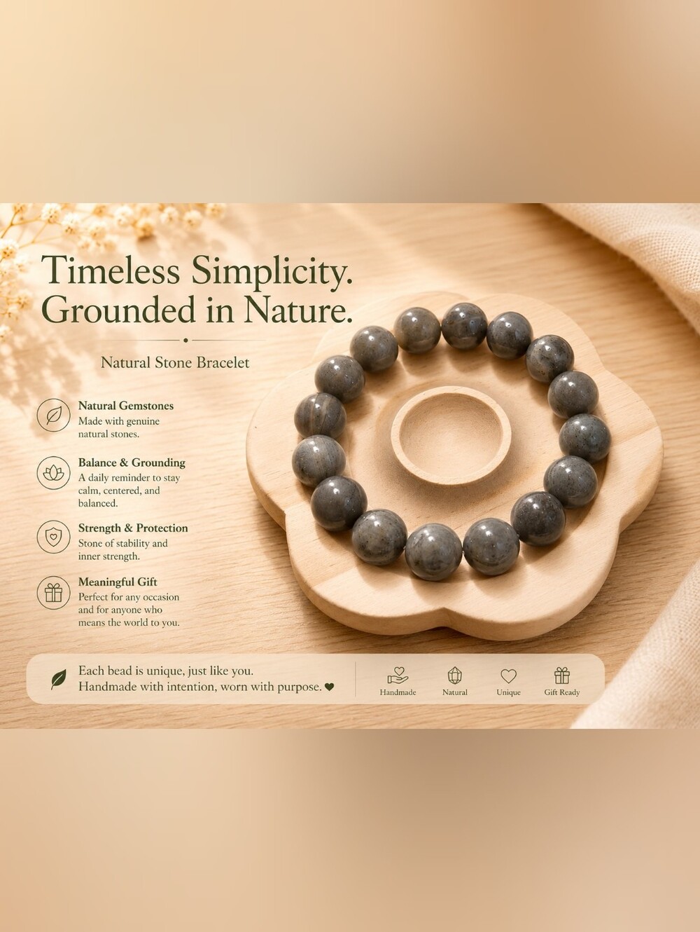 Gray Moonstone Bracelet